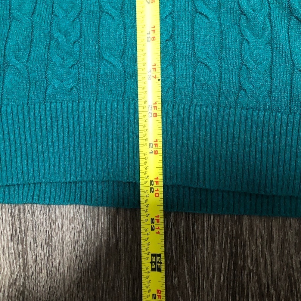 A New Day Target Teal Cable Knit Crewneck Sweater M Fitted Preppy Classic - Picture 5 of 5